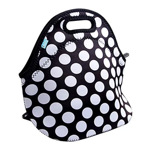 Ofeily Neoprene Lunch Tote Bag White Dots | Insulated, Waterproof, 10L (0.35 cu ft) thumbnail 1