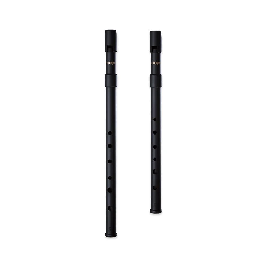 SMARTWOODI Set of 2 Irish Whistles Matte Black Key of C & D | 6-Hole Folk Instrument