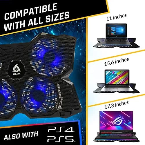 KLIM Wind Laptop Cooling Pad Blue with 4 Fans | 40.8cm (16 inch) Compatible, USB Powered, 1200 RPM thumbnail 9