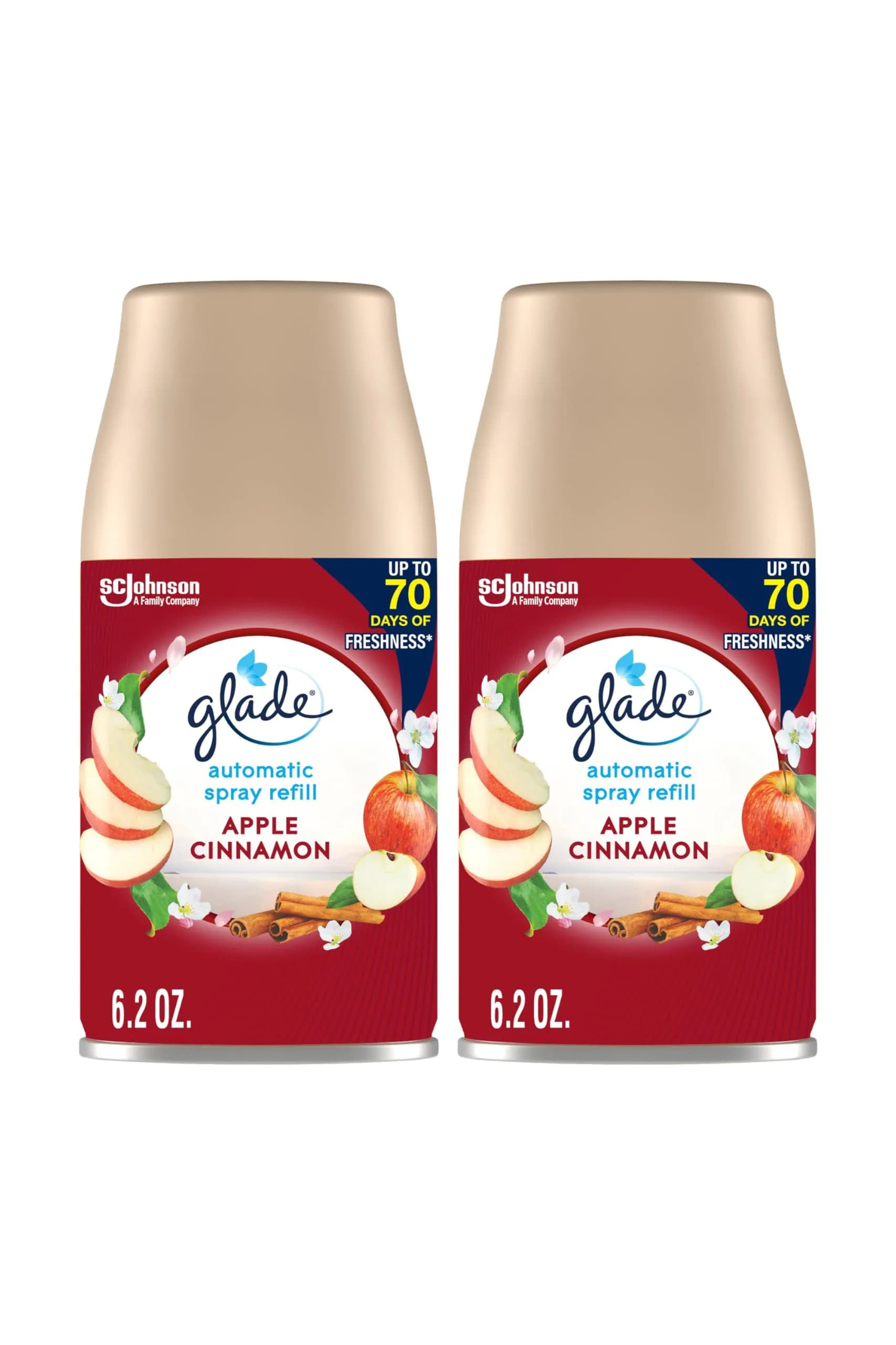 Glade Automatic Spray Refill, Apple Cinnamon Scent, 2x6.2oz (12.4oz Total) | Timed Fragrance Release