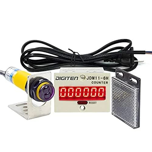 DIGITEN 6-Digit LED Counter with Photoelectric Sensor & Reflector 0-999999 Count | AC/DC 100-240V thumbnail 1