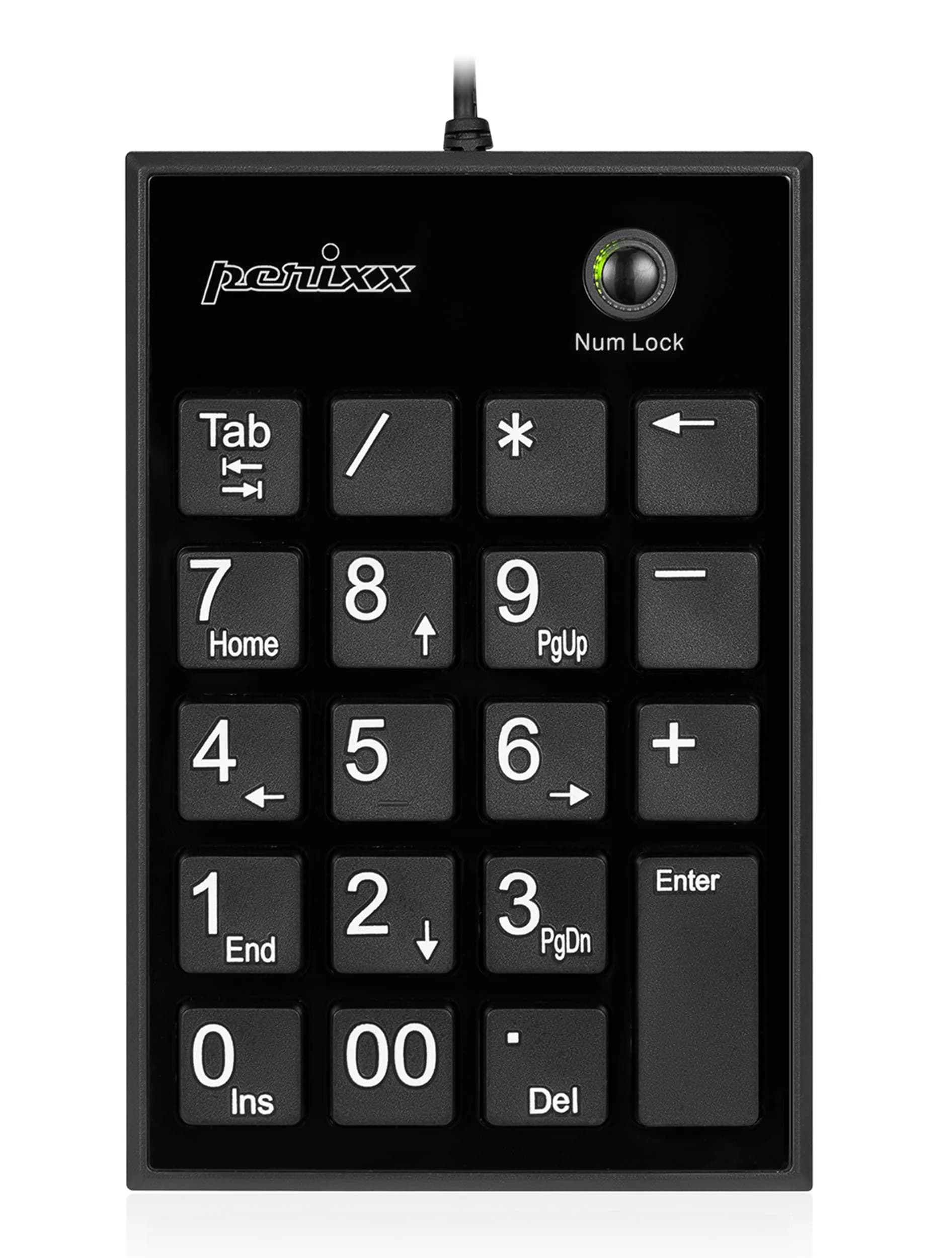 Perixx PPD-202 Wired Numeric Keypad 19 Keys | Big Print Font, Silent, USB, Black - main product image