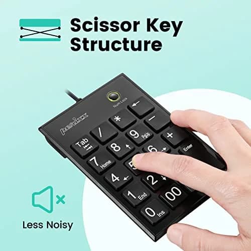 Perixx PPD-202 Wired Numeric Keypad 19 Keys | Big Print Font, Silent, USB, Black thumbnail 4