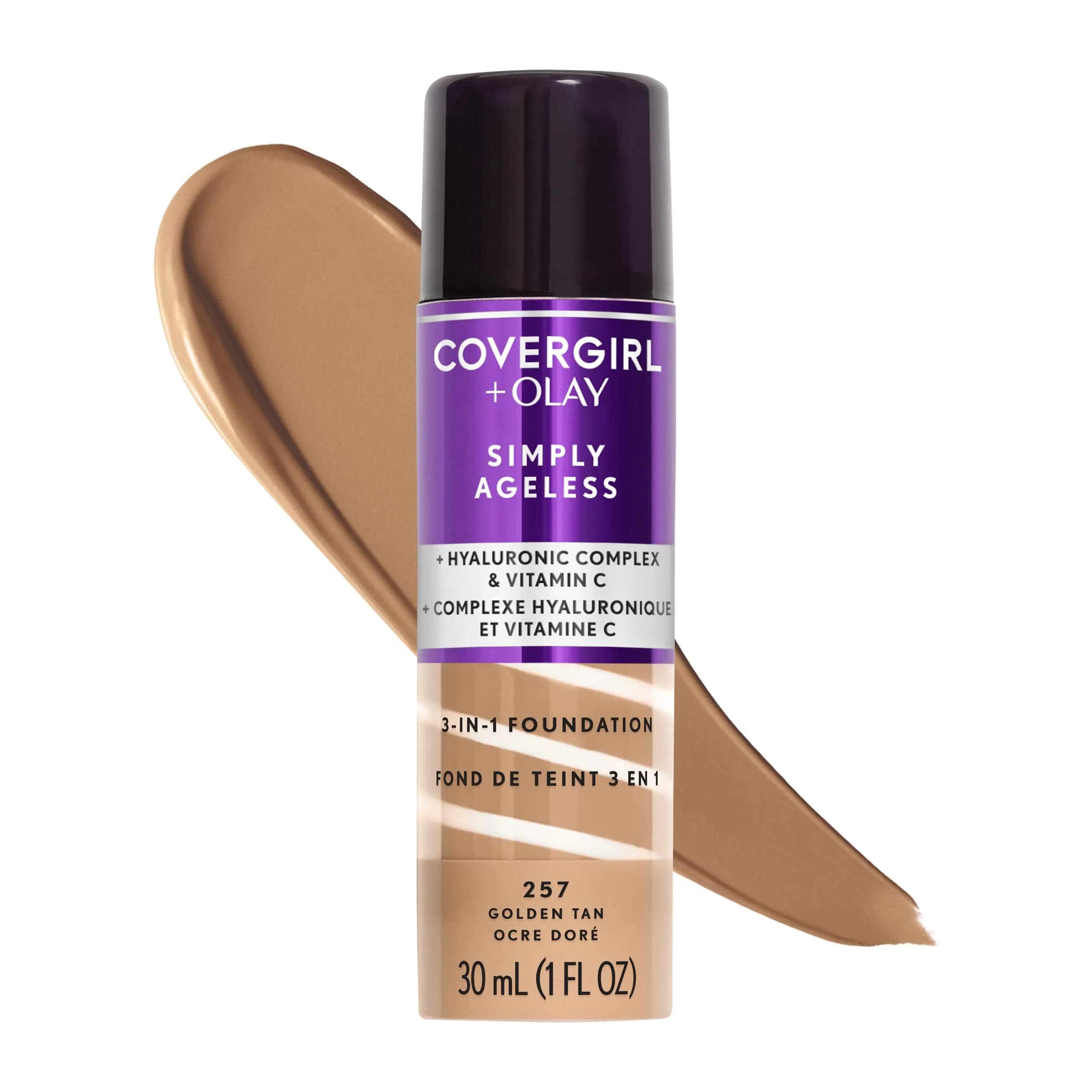 COVERGIRL Simply Ageless 3-in-1 Foundation, Golden Tan 30ml (1 fl oz) | Anti-Aging & Wrinkle Reduction