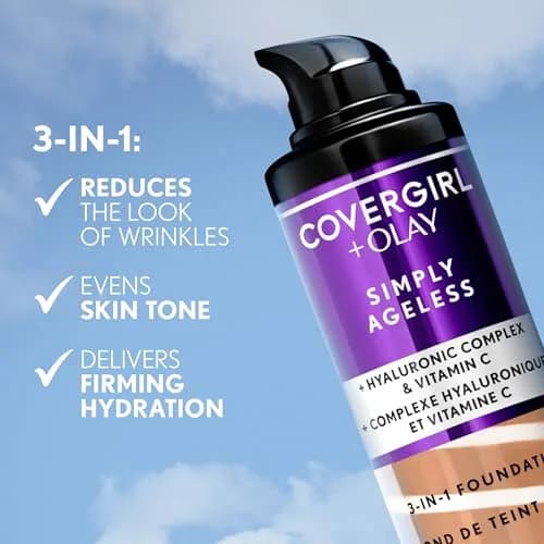 COVERGIRL Simply Ageless 3-in-1 Foundation, Golden Tan 30ml (1 fl oz) | Anti-Aging & Wrinkle Reduction thumbnail 5