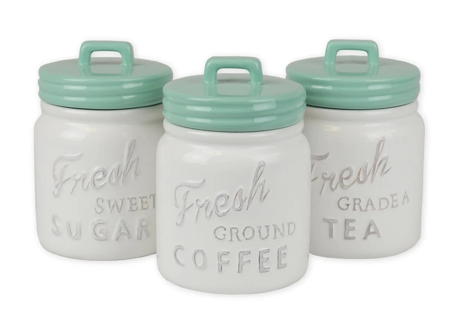 DII Ceramic Kitchen Canister Set with Bamboo Lids, 3-Piece Set (4.5"L x 4.5"W x 5.5"H, 6 Cups Total) | Airtight Seal for Dry Food Storage — 3 Piece Set