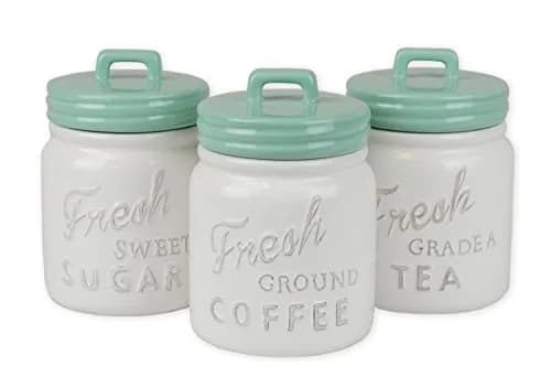 DII Ceramic Kitchen Canister Set with Bamboo Lids, 3-Piece (4.5 cups, 3 cups, 1.25 cups) | Airtight Seal for Dry Food Storage thumbnail 1