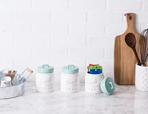 DII Ceramic Kitchen Canister Set with Bamboo Lids, 3-Piece (4.5 cups, 3 cups, 1.25 cups) | Airtight Seal for Dry Food Storage thumbnail 6