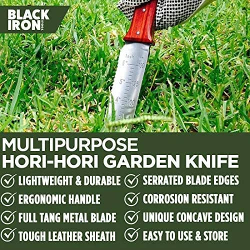 Black Iron Hori Hori Garden Knife 7 Inches | Durable Japanese Stainless Steel Gardening Tool thumbnail 3
