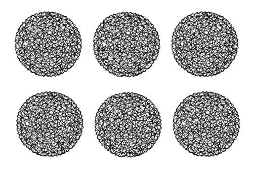 DII Woven Paper Tabletop Collection Round Placemat Set 38cm (15" Dia) | Black, 6-Piece Set thumbnail 1