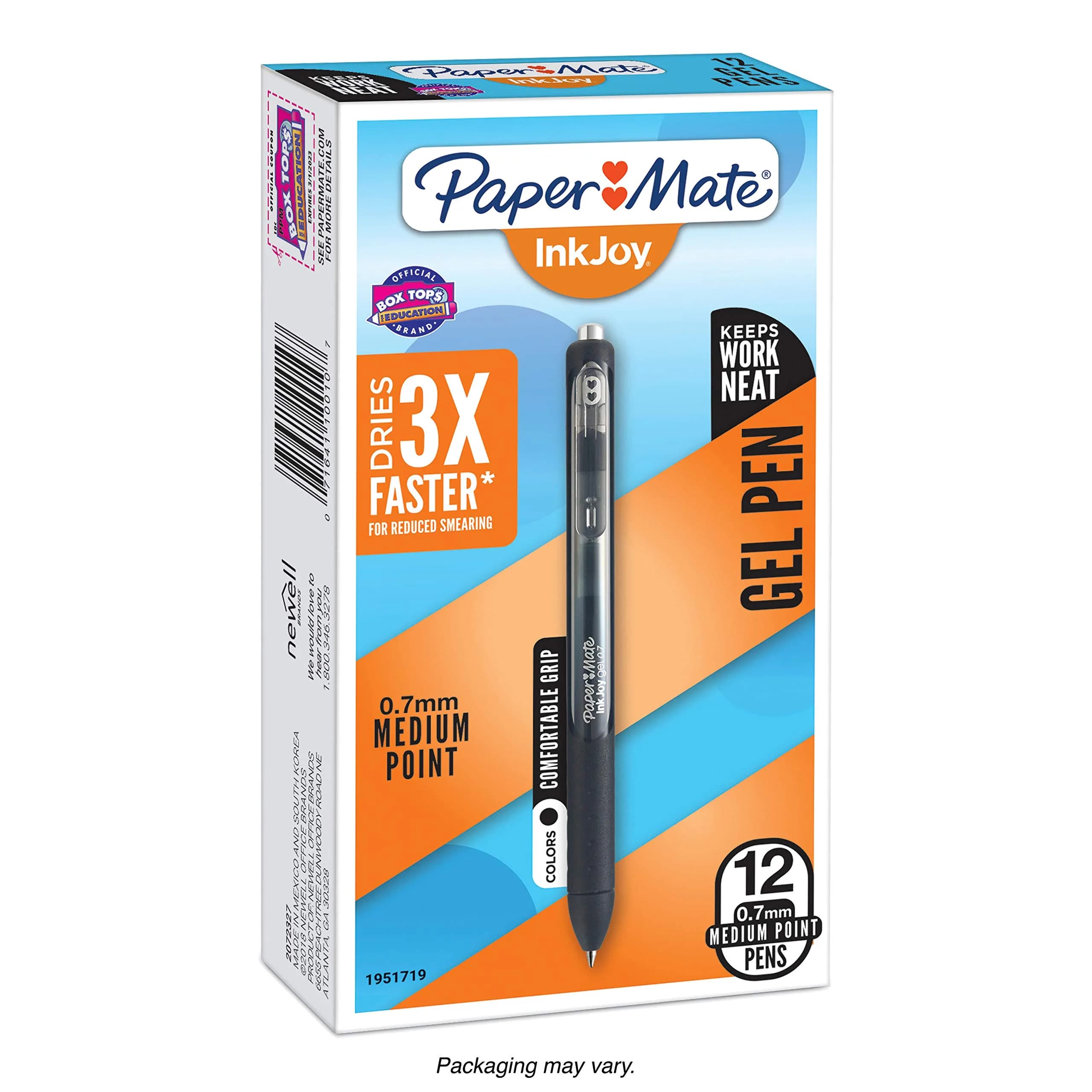 Paper Mate InkJoy Gel Pens, Medium Point, Black, 12 Count | Fast Drying Gel Ink for Smooth Writing