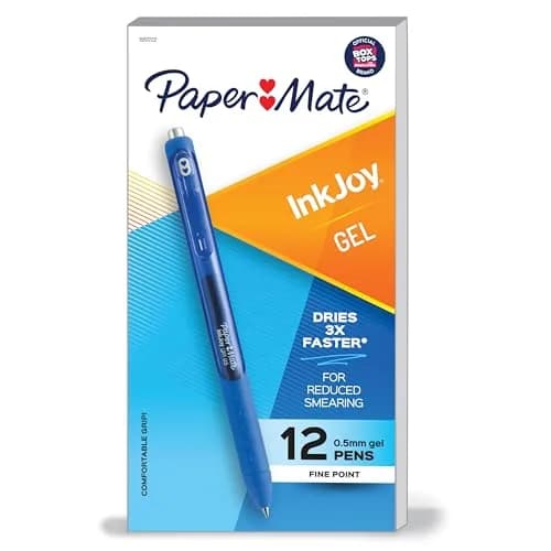 Paper Mate InkJoy Gel Pens, Fine Point (0.5mm), Blue Ink, 12 Count | Smear-Resistant, Bright & Smooth Writing thumbnail 1