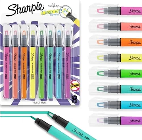 Sharpie Clear View Highlighter Sticks, Chisel Tip, Assorted Colors, 8-Pack | Essential School & Teacher Supplies thumbnail 1