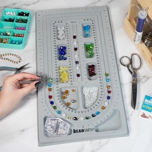 The Beadsmith Bead Board, Grey Flocked | Jewelry Making Surface for Beads & Designs thumbnail 2