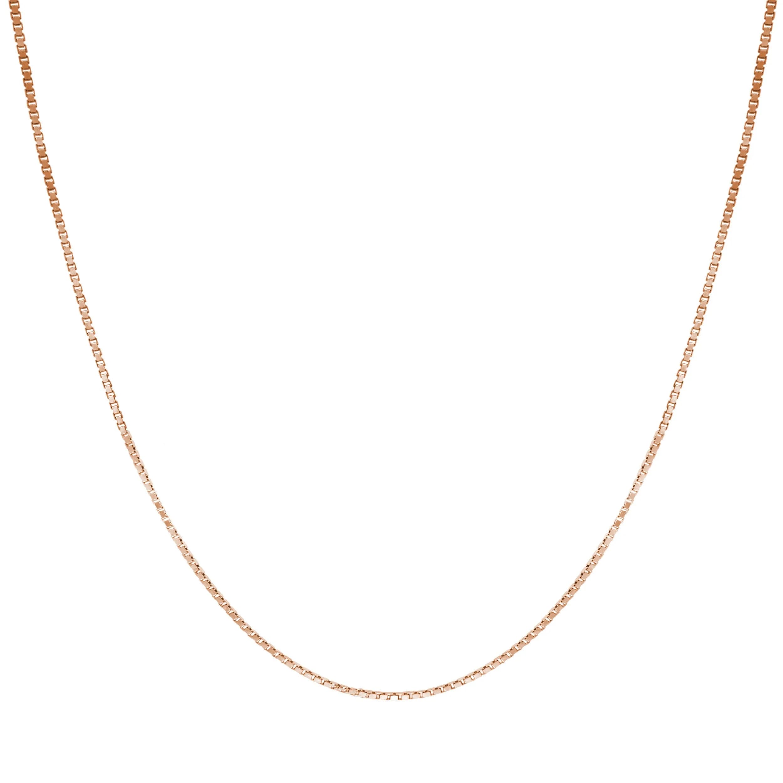 Honolulu Jewelry Company 14K Rose Gold Necklace | 20 Inch Box Chain, Sturdy Lobster Clasp