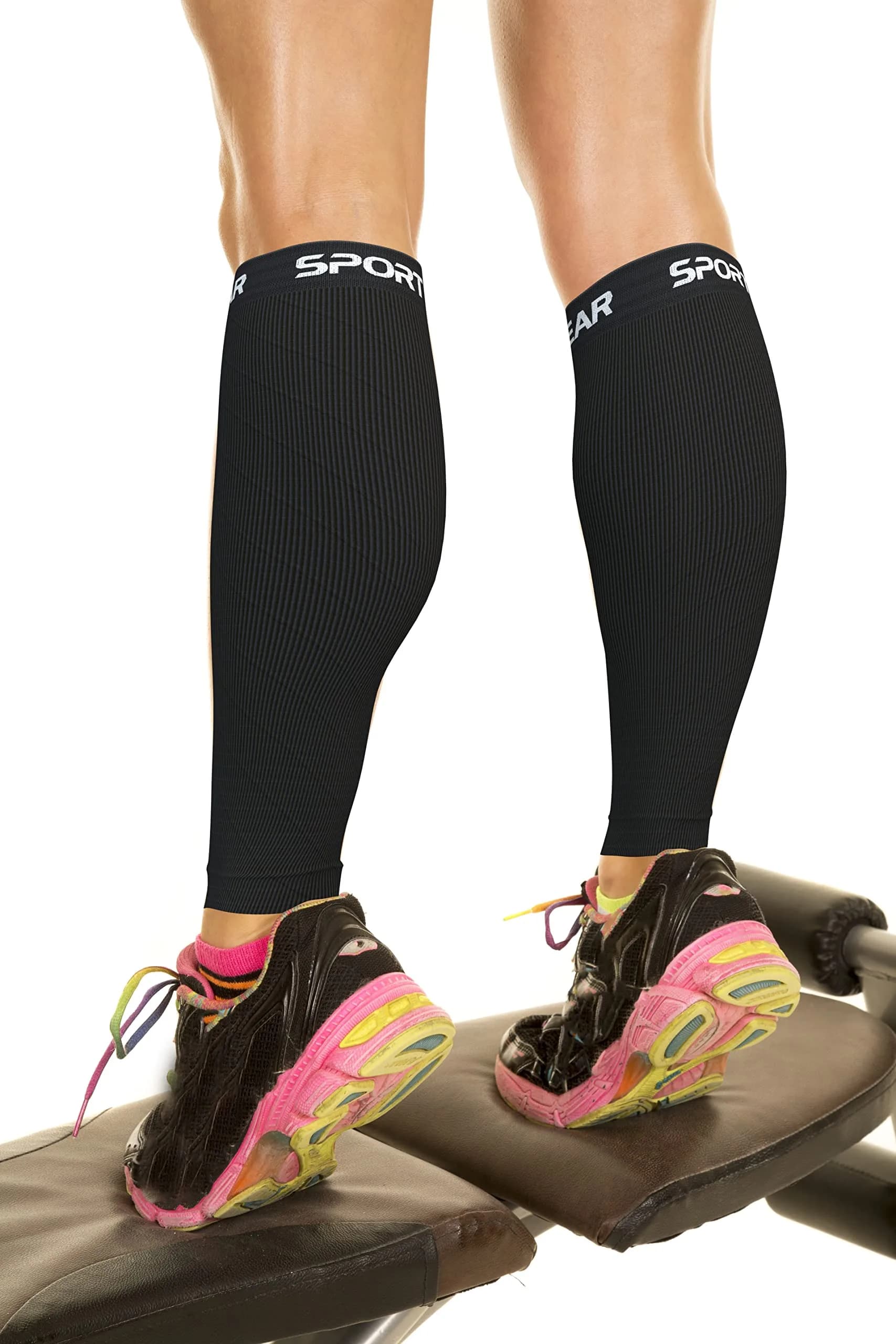 Physix Gear Sport Calf Compression Sleeves S/M Black | Graduated Compression — Black / Large-X-Large