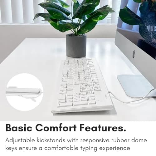 Macally 104 Key USB Wired Keyboard and Mouse Combo with Apple Shortcut Keys for Mac, iMac, MacBook, and Windows PC (White) | Quiet, Responsive, Apple-like Feel thumbnail 7