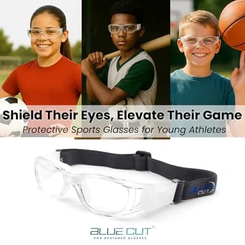 BLUE CUT Safety Basketball Goggles for Kids | Impact-Resistant, Anti-Fog, Adjustable Fit thumbnail 2