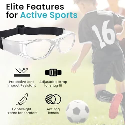 BLUE CUT Safety Basketball Goggles for Kids | Impact-Resistant, Anti-Fog, Adjustable Fit thumbnail 3
