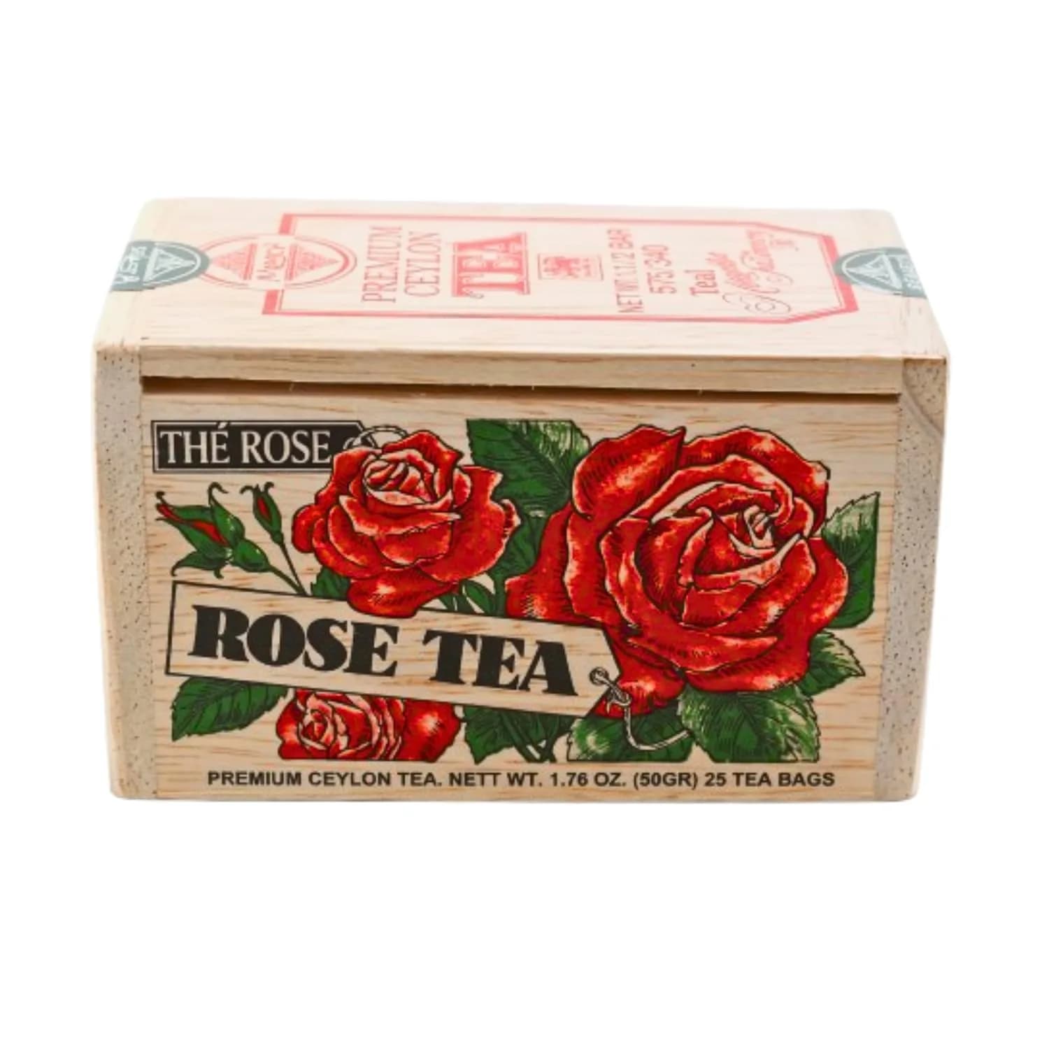 Metropolitan Tea Rose Tea Bags in Wood Box | Floral, Medium Caffeine, Sri Lanka (25 Teabags) - main product image