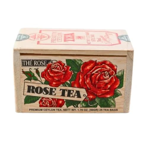 Metropolitan Tea Rose Tea Bags in Wood Box | Floral, Medium Caffeine, Sri Lanka (25 Teabags) thumbnail 1