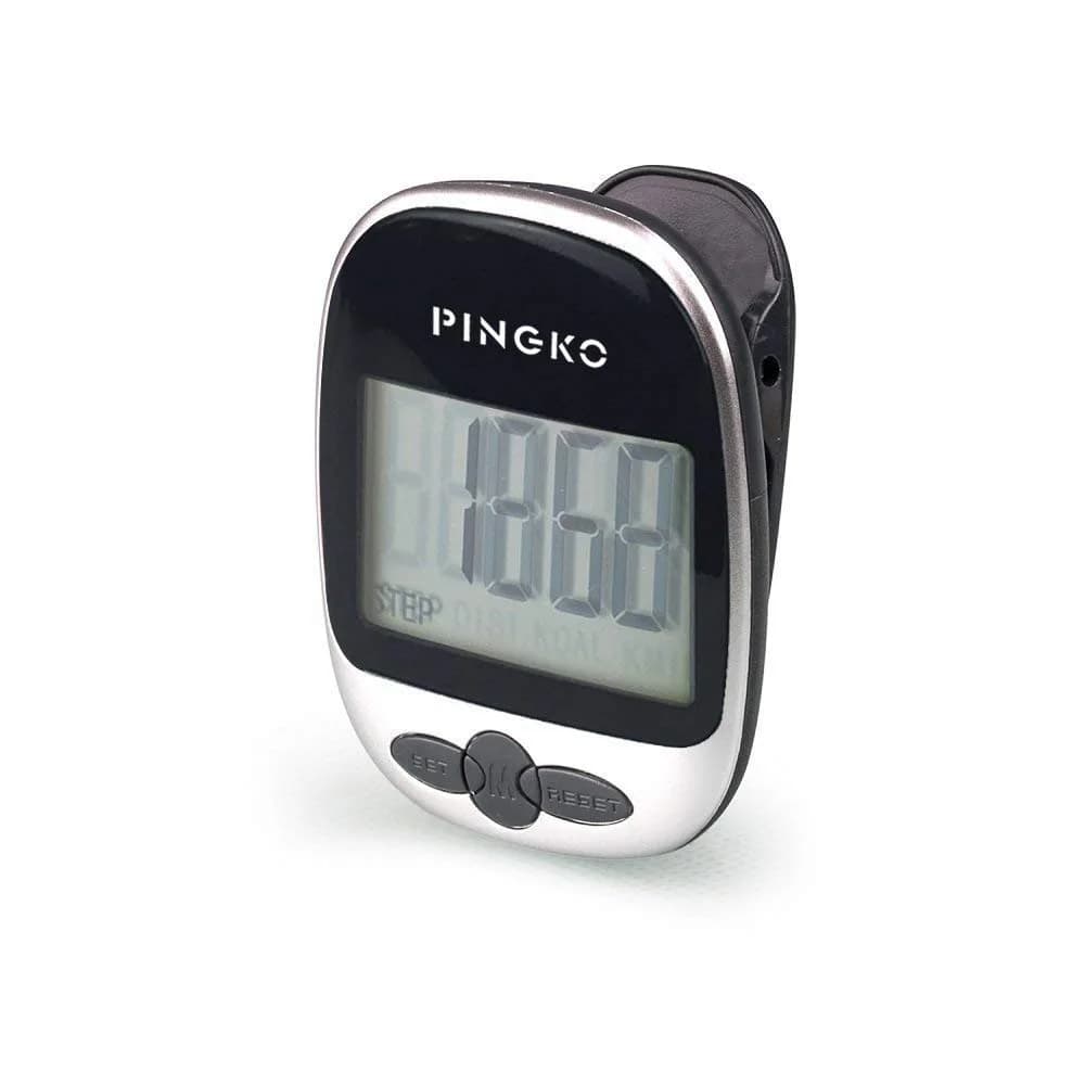PINGKO Portable Pedometer Step Counter Tracker with Tri-Axis Sensor, Black | Tracks Steps, Distance, Calories - main product image