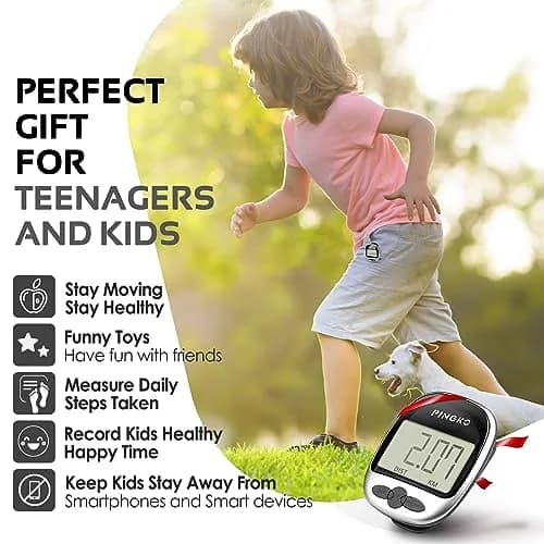PINGKO Portable Pedometer Step Counter Tracker with Tri-Axis Sensor, Black | Tracks Steps, Distance, Calories thumbnail 4