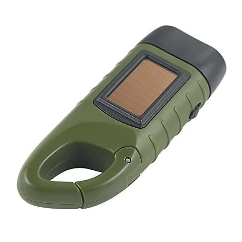 Simpeak Hand Crank Solar Flashlight Green | Emergency LED Dynamo Torch with Carabiner Clip thumbnail 8