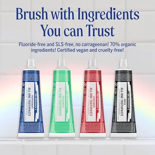 Dr. Bronner's All-One Toothpaste Variety Pack 15oz (5oz Each) | Fluoride-Free & Organic Formula for Sensitive Teeth thumbnail 6