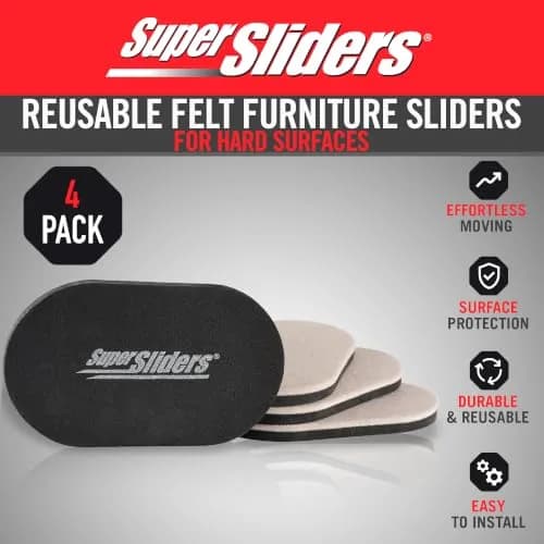 Super Sliders 3.5" x 6" Oval Reusable Furniture Sliders for Hard Surfaces | Set of 4 Beige thumbnail 2
