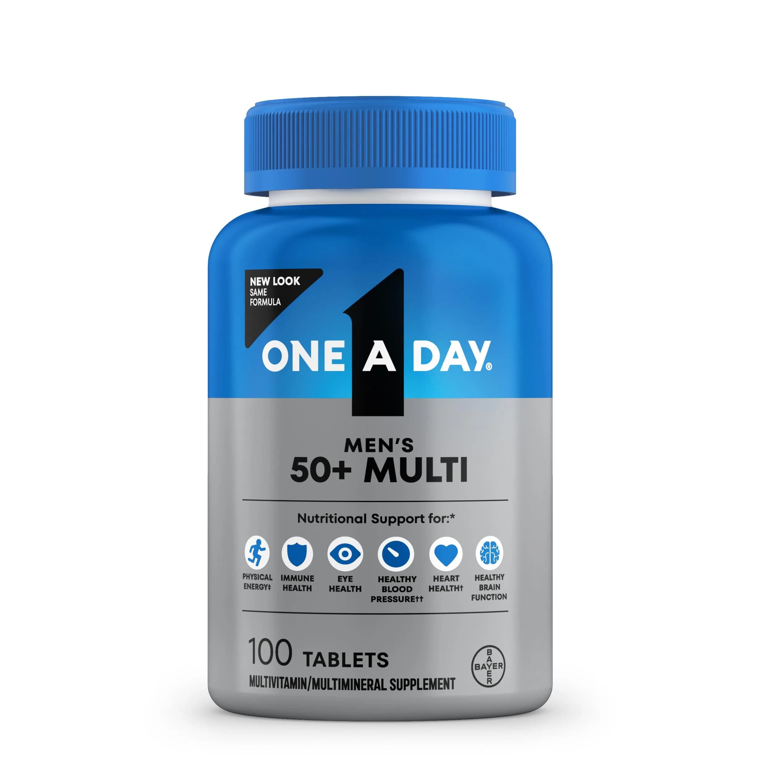One A Day Men's 50+ Multivitamins 100 Count (Pack of 1) — White