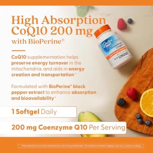 Doctor's Best High Absorption CoQ10 200mg with BioPerine, 60 Veg Softgels thumbnail 3