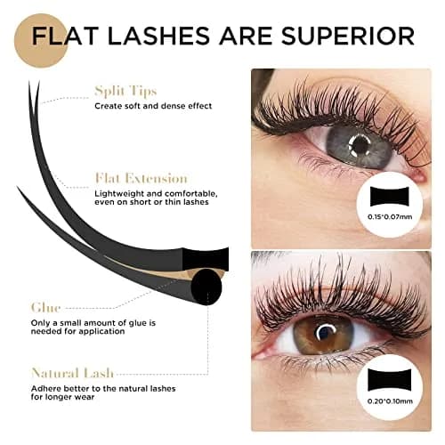 LASHVIEW 0.15mm C Curl 10mm Flat Ellipse Eyelash Extensions - Individual Lashes thumbnail 3