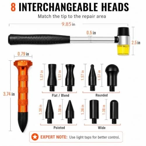 HiYi Paintless Dent Removal Tool Kit with Rubber Hammer & 9 Heads | 200g (0.44 lb) thumbnail 4