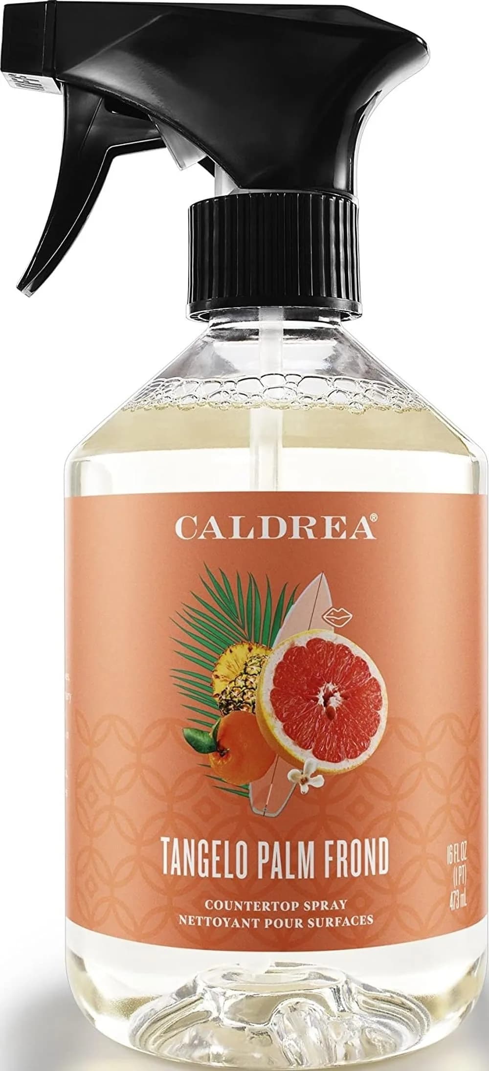 Caldrea Multi-Surface Countertop Spray Cleaner Basil Blue Sage 473ml (16 Fl Oz) | Plant-Based Odor Eliminator — Tangelo Palm Frond / 16 Fl Oz