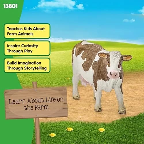 Schleich Simmental Cow Toy Figurine 7.6 cm (3 inch) | Realistic Farm Animal for Kids Ages 3+ thumbnail 5