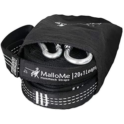 MalloMe Hammock Tree Straps with Carabiners - 12ft Heavy Duty Adjustable Swing Straps | 2-Pack, Black thumbnail 6