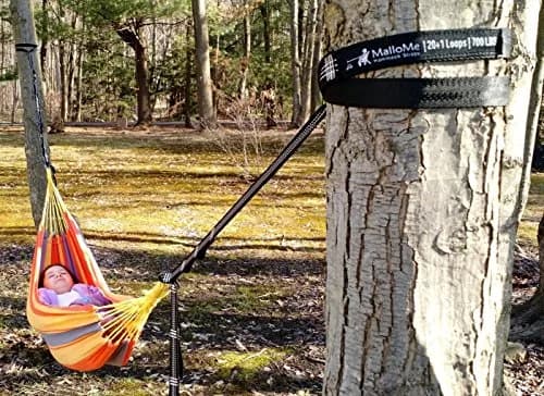 MalloMe Hammock Tree Straps with Carabiners - 12ft Heavy Duty Adjustable Swing Straps | 2-Pack, Black thumbnail 4