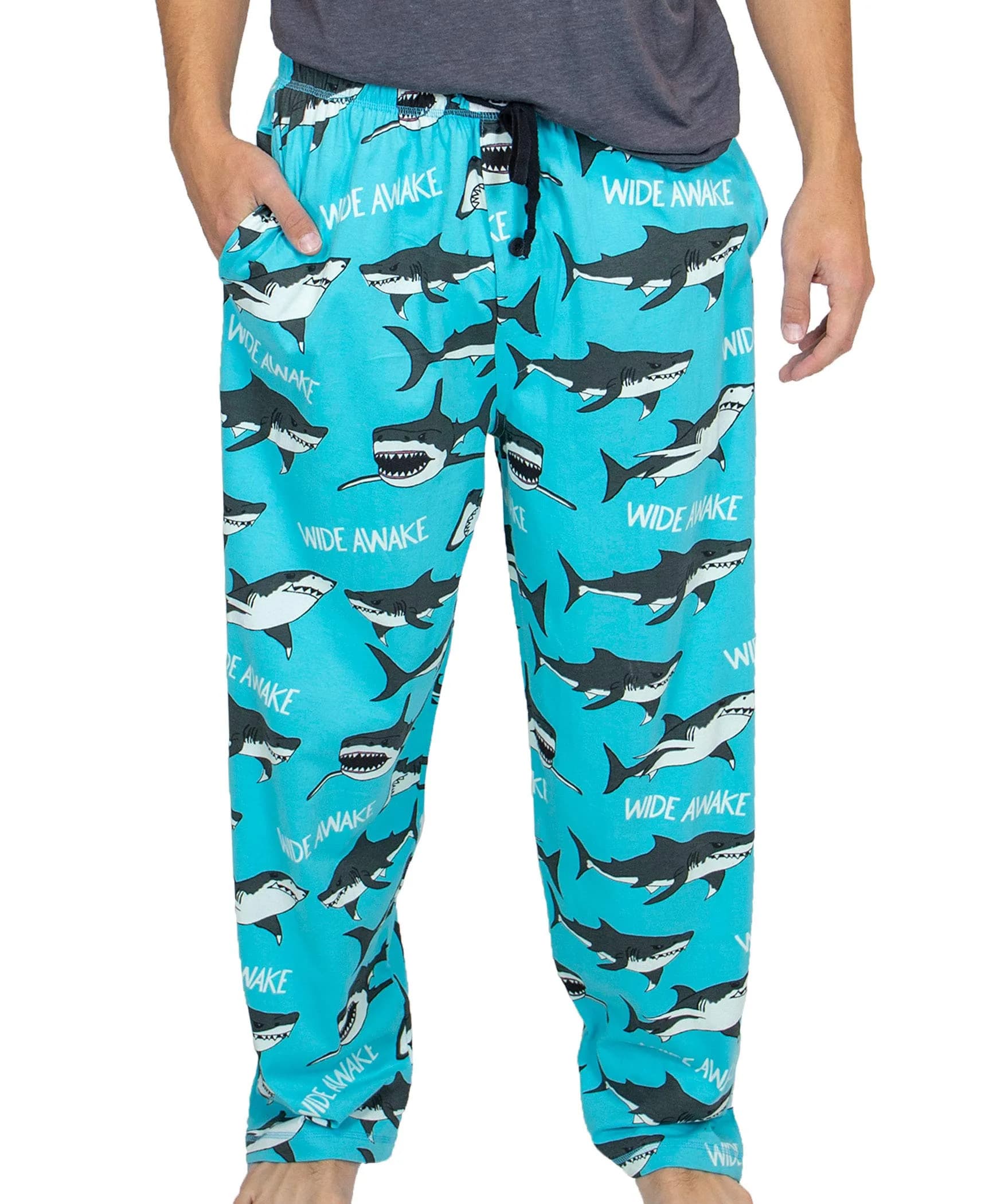 Lazy One Novelty Men's Pajama Pants, Shark, S | Soft Cotton Lounge Pants for Men