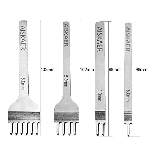Aiskaer Leather Stitching Punch Set 5mm Diamond Chisel Tools | 4-Piece Set for DIY Leather Craft thumbnail 4