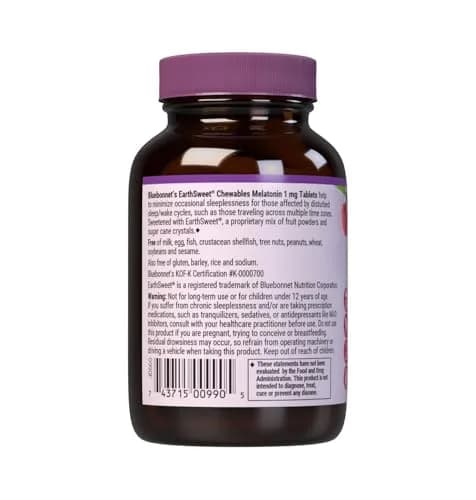 Bluebonnet EarthSweet Melatonin 1mg Chewable Tablets Raspberry 60 Count | Supports Restful Sleep thumbnail 7
