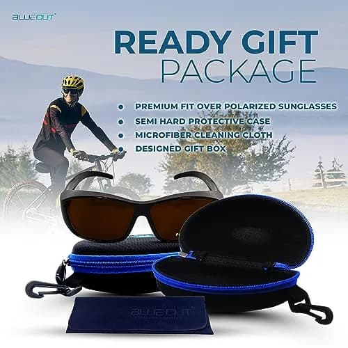 BLUE CUT Fit Over Polarized Sunglasses for Men & Women | 65mm (2.56") Lens Width, 154mm (6.06") Arm Length thumbnail 5