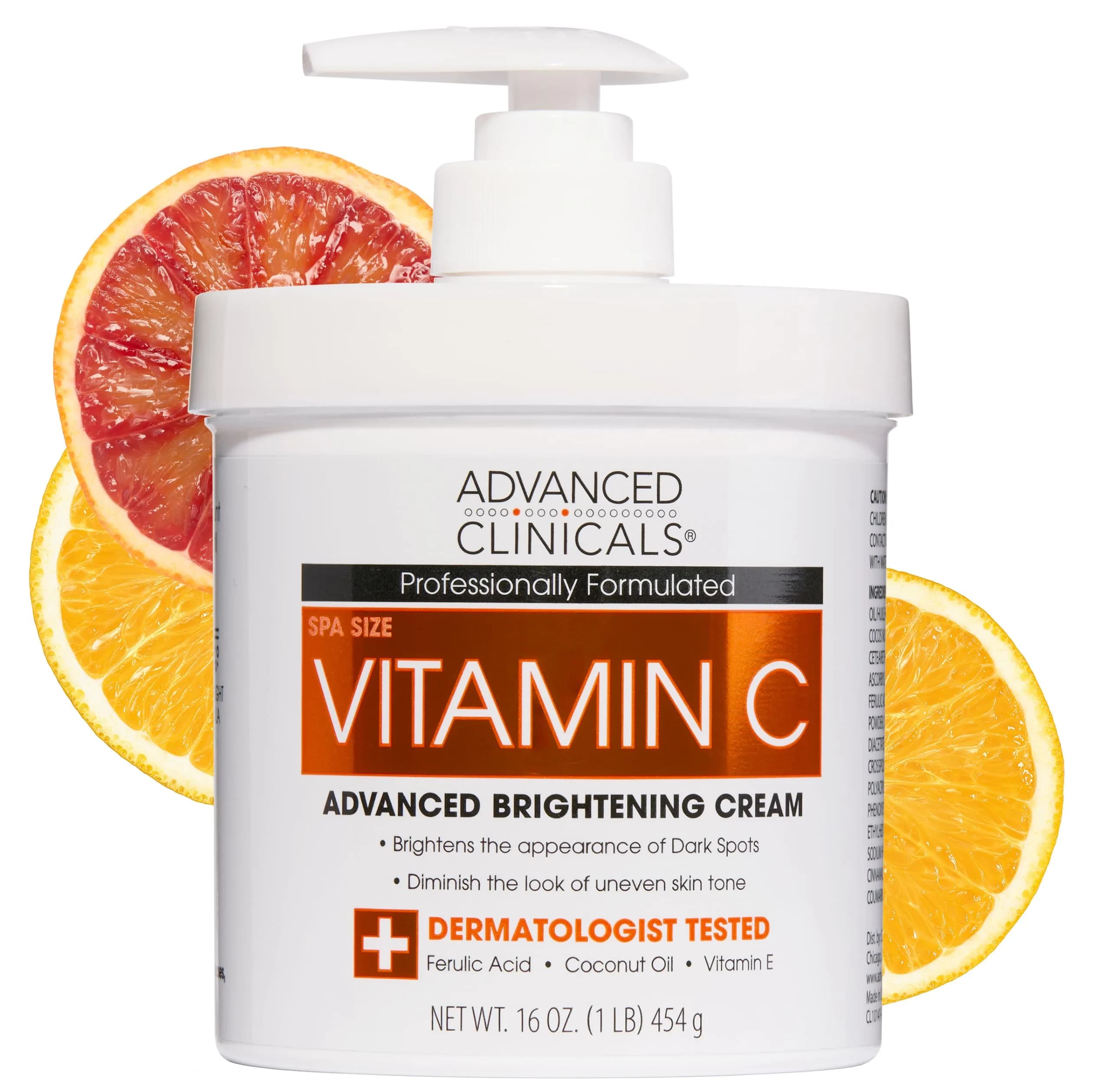 Advanced Clinicals Vitamin C Brightening Body Cream 473ml (16oz) | Visibly Illuminates for Radiant Skin - main product image