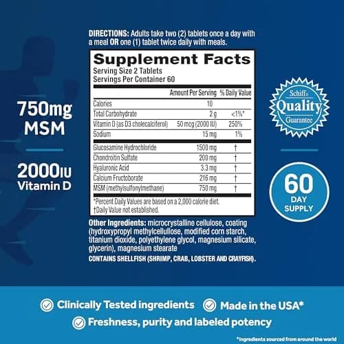 Move Free Advanced Glucosamine Chondroitin MSM + Vitamin D3 | Supports Joint & Bone Health, 120 Tablets thumbnail 4