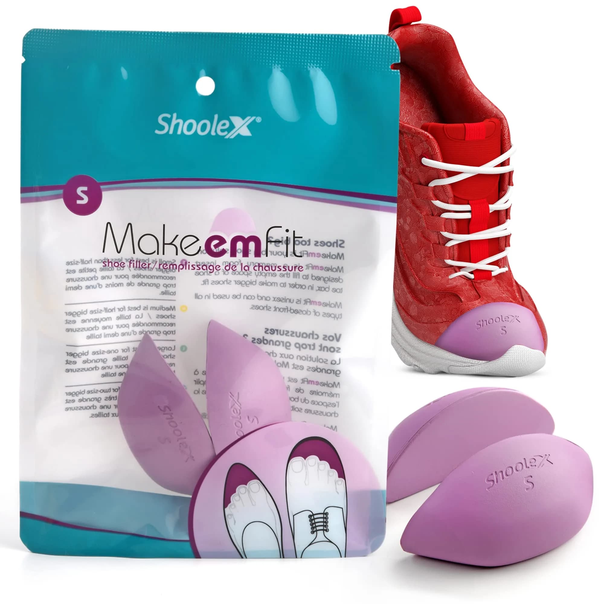 Shoolex Make Em Fit Shoe Filler for Too Big Shoes | Memory Foam Toe Cushion Inserts for Men & Women — Yellow