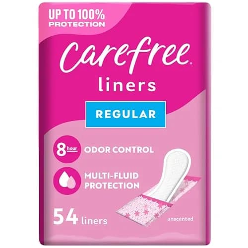 Carefree Panty Liners for Women, Regular, Wrapped, Unscented, 54 ct | Hypoallergenic & Fragrance-Free for Daily Comfort thumbnail 1
