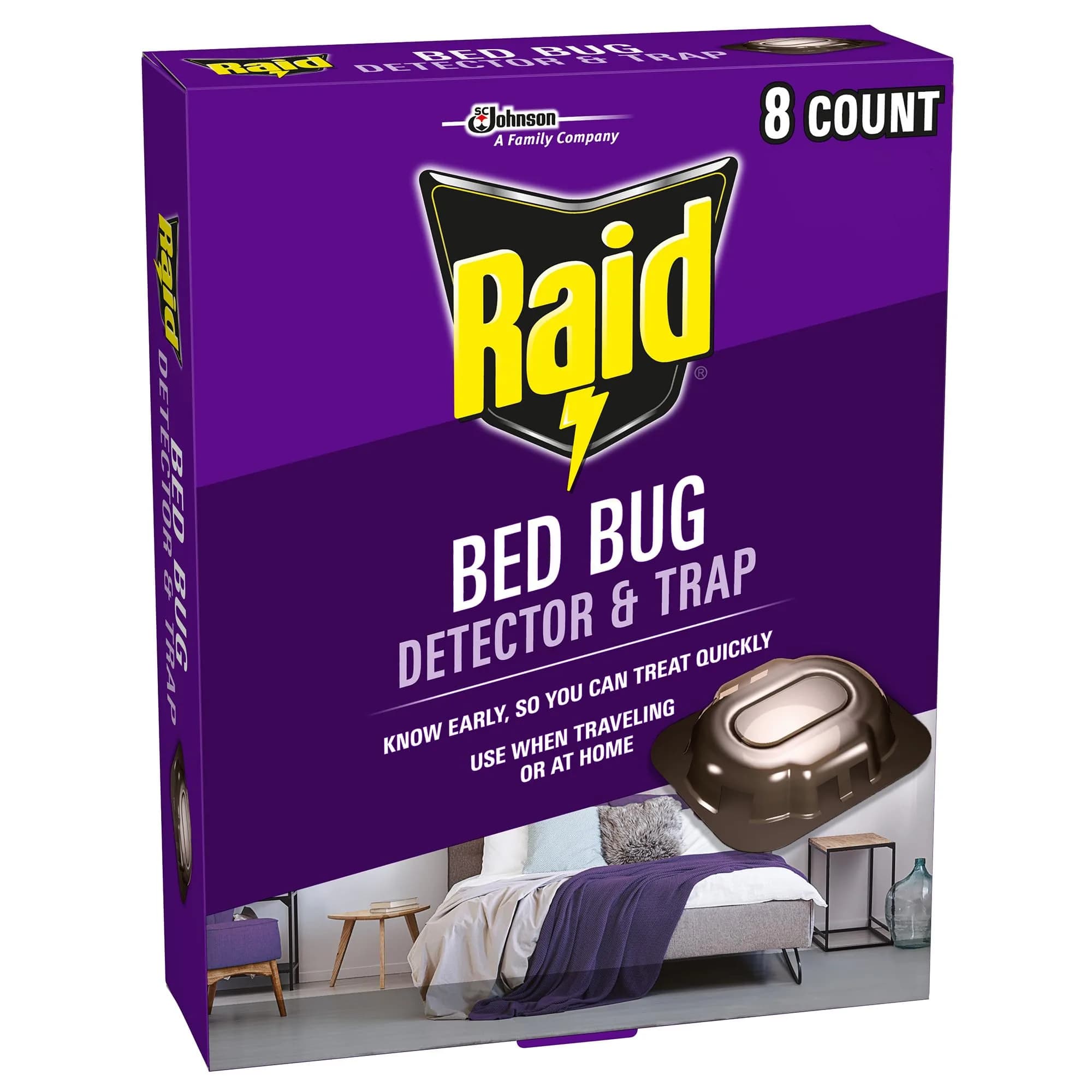 Raid Bed Bug Detector & Trap 8 Count | Early Detection & Monitoring for Home or Travel - main product image