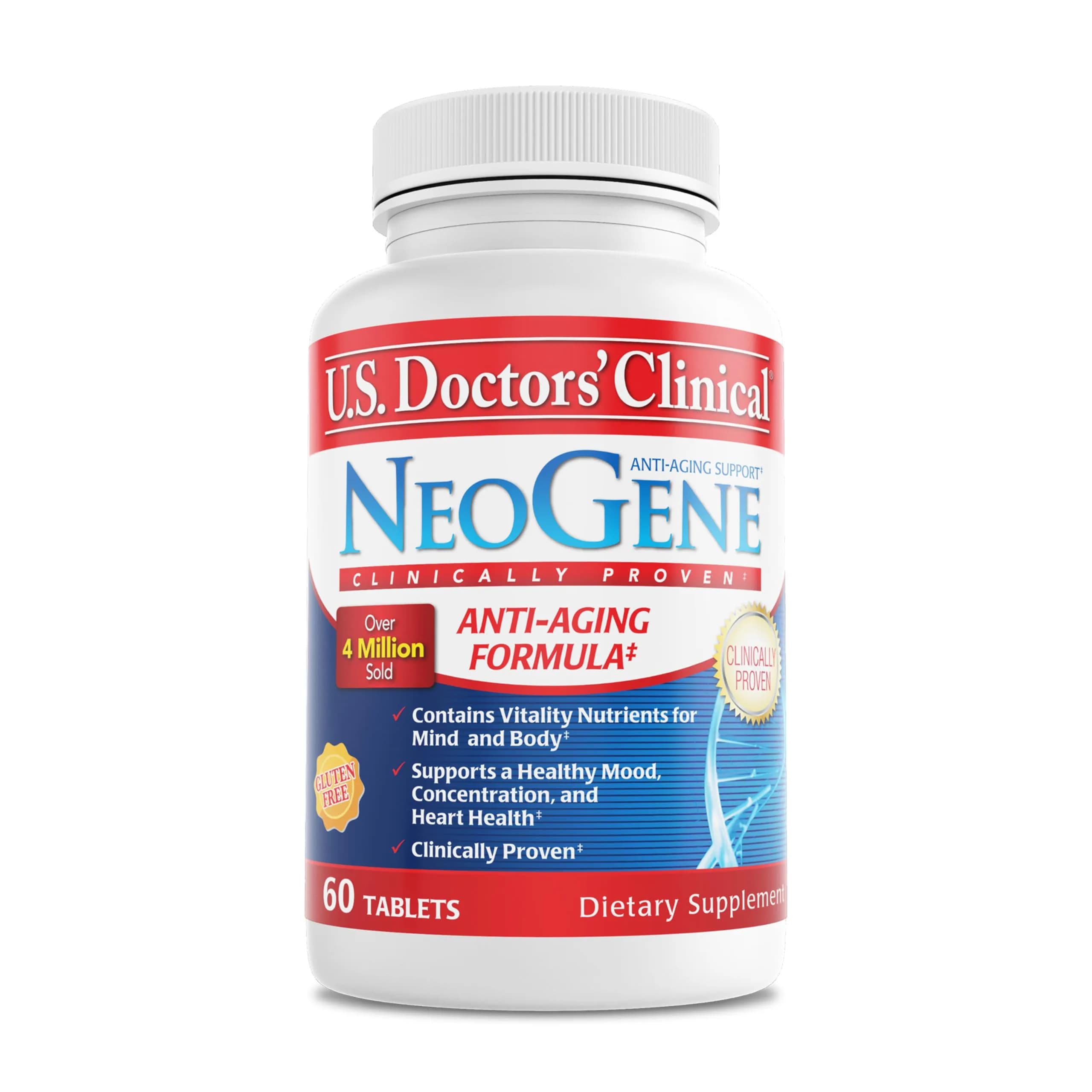 U.S.DOCTORS'CLINICAL NeoGene GH3 Healthy Aging Supplement 60 Tablets | Supports Mind & Body Vitality