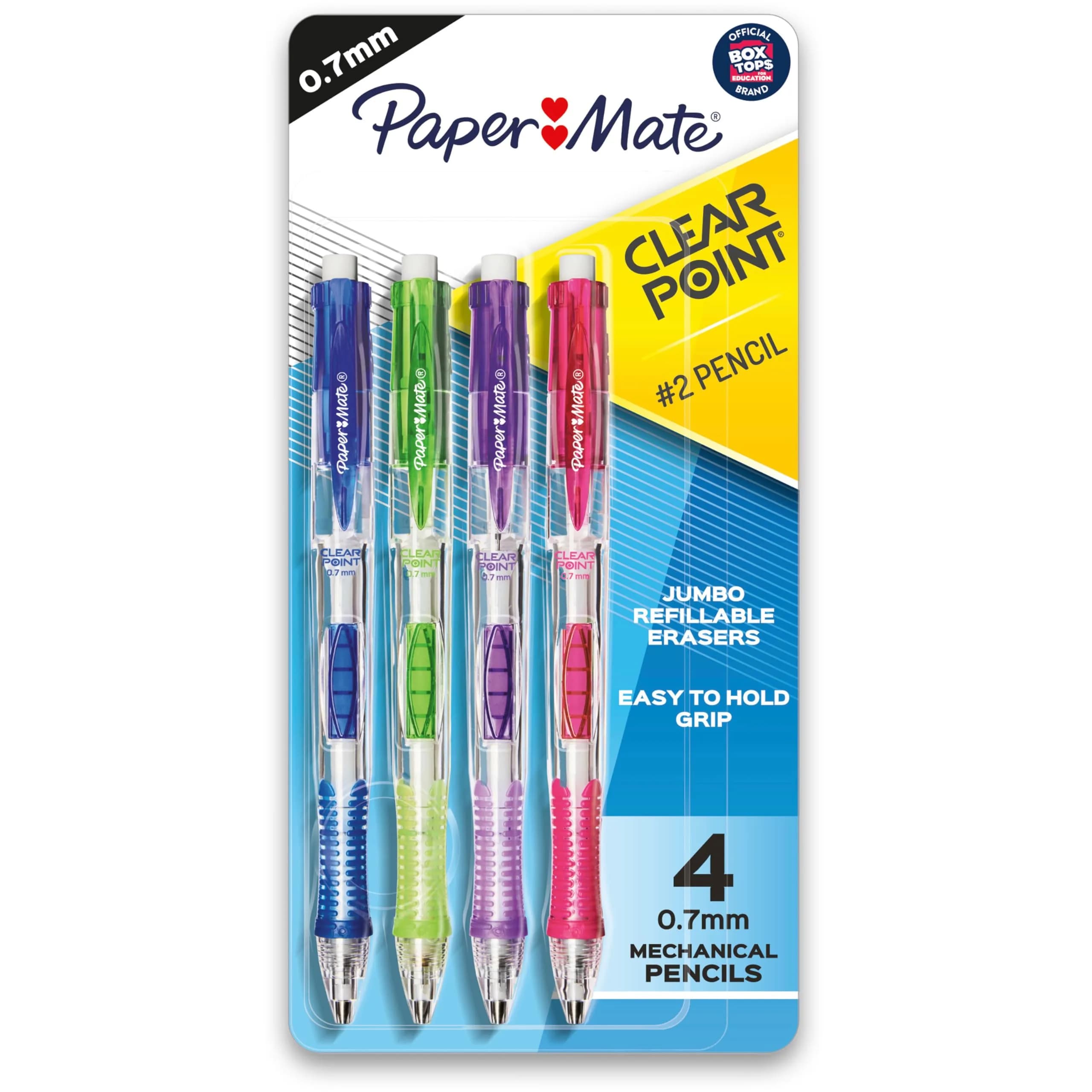 Paper Mate Clearpoint Mechanical Pencils 0.7mm HB #2 Lead, Assorted Fashion Barrel Colors, 4 Count | Precise Lines for Students & Office