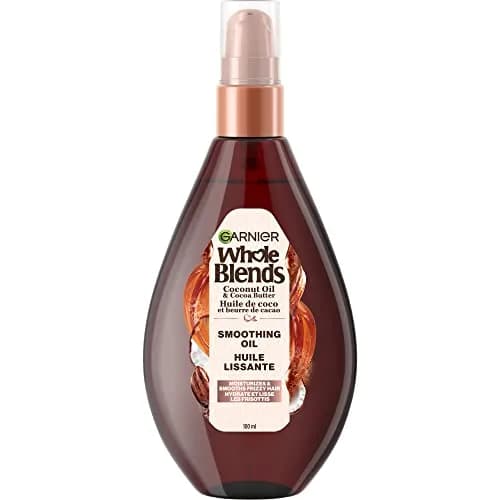 Garnier Whole Blends Smoothing Oil Coconut Oil & Cocoa Butter Extracts 3.4 Fl Oz (100ml) | Frizz Control & Shine thumbnail 1